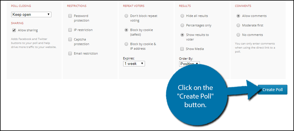 Click on the "Create Poll" button.