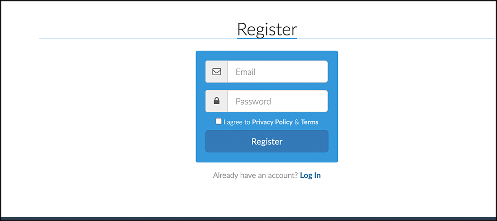 Popup registration box