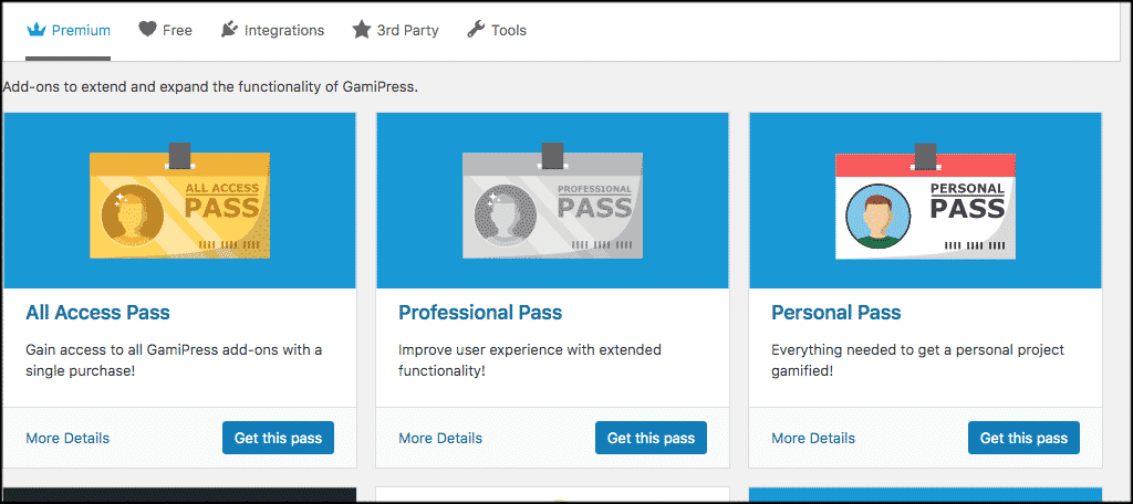 Premium add ons for to gamify wordpress