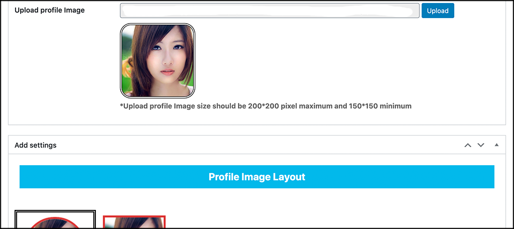 Profile image layout