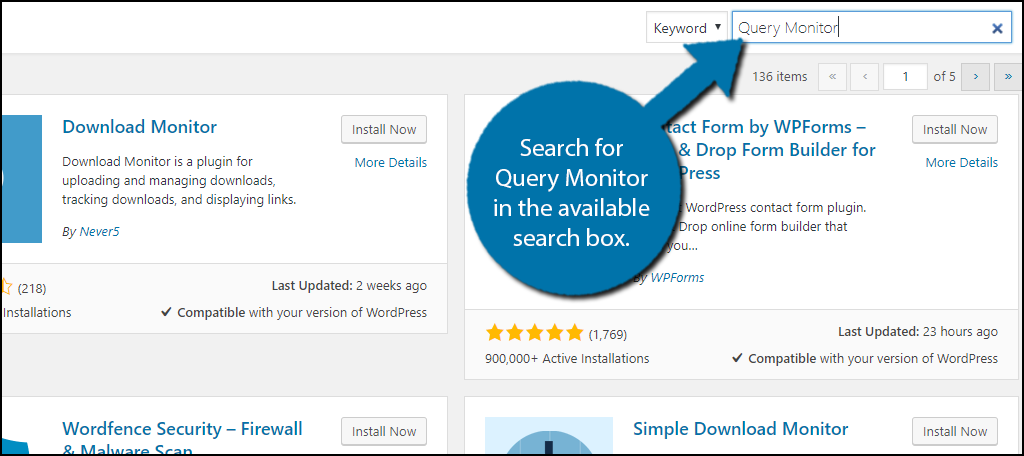 Search for Query Monitor in the available search box.