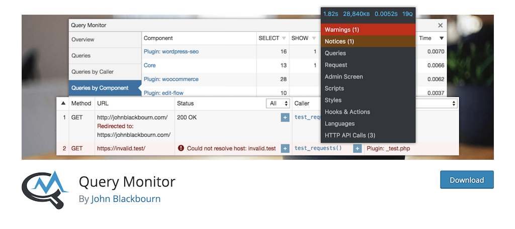 Query Monitor plugin for fewer HTTP requests