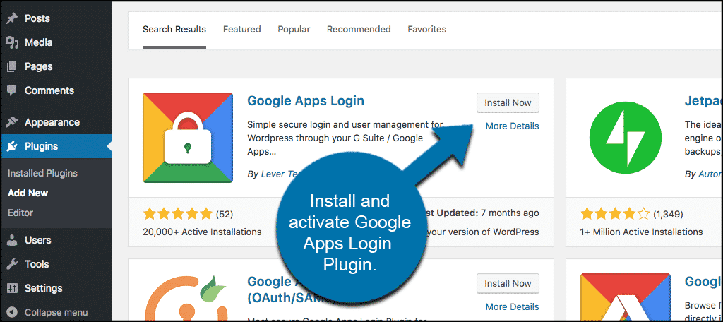 Install and activate google apps plugin