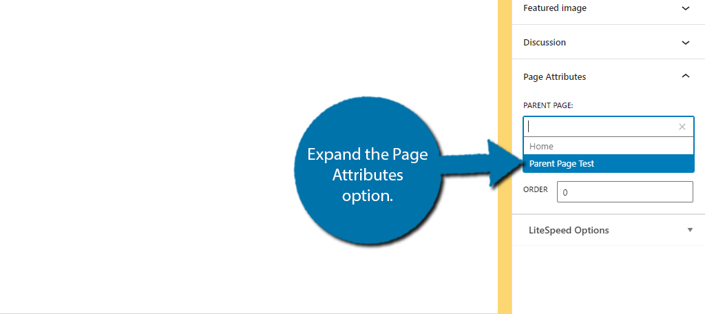 Select the Parent Page in WordPress