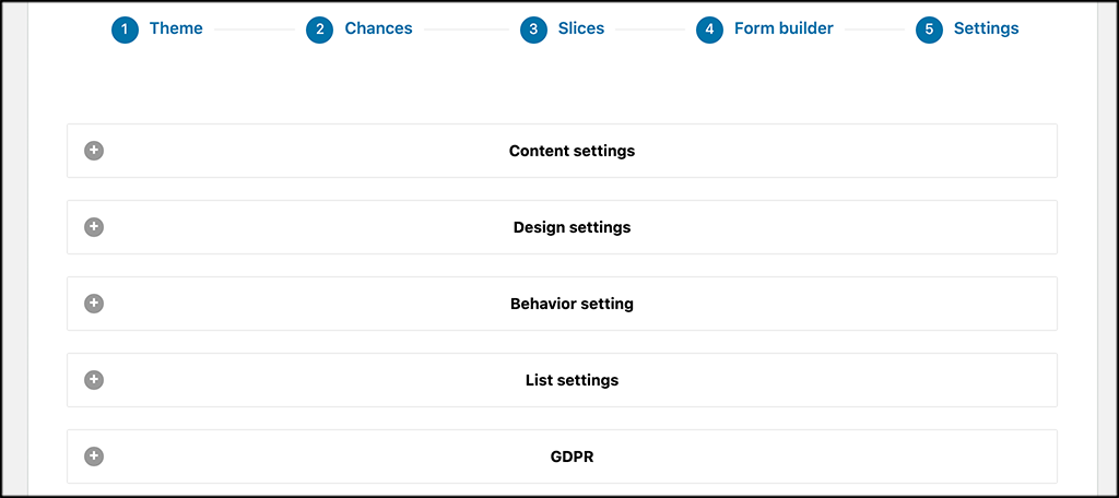 Settings area