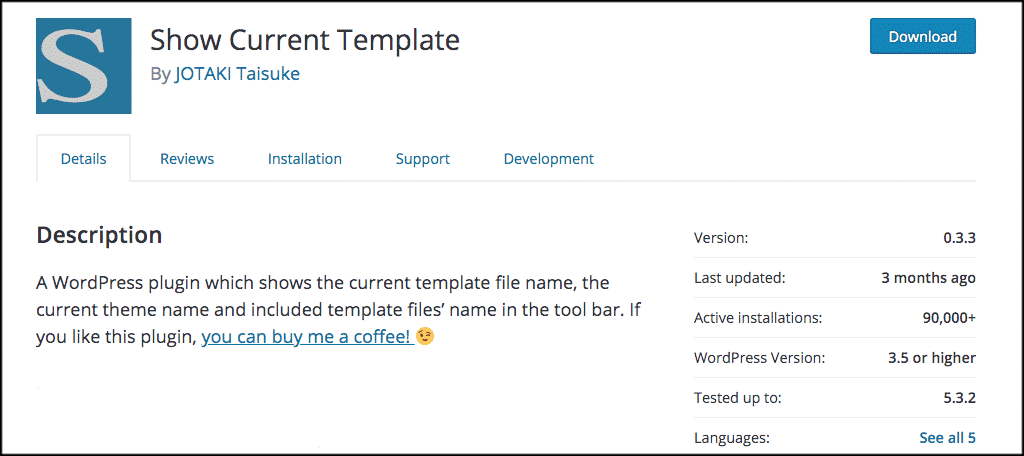 Show current template plugin