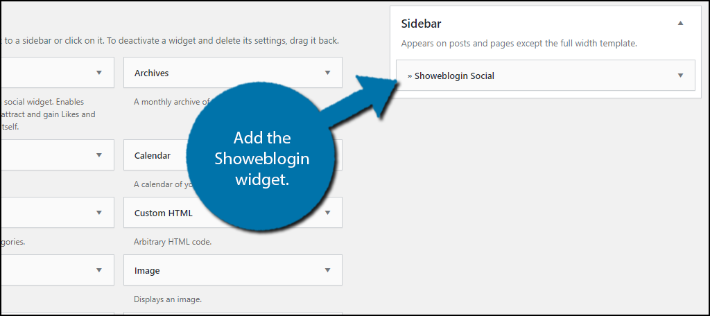 Showeblogin Widget