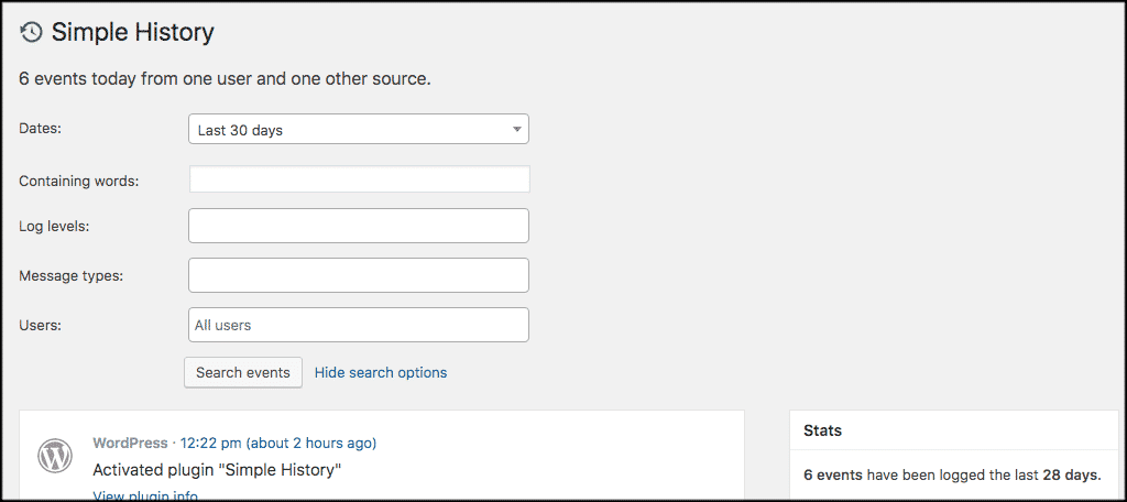 Simple history search form