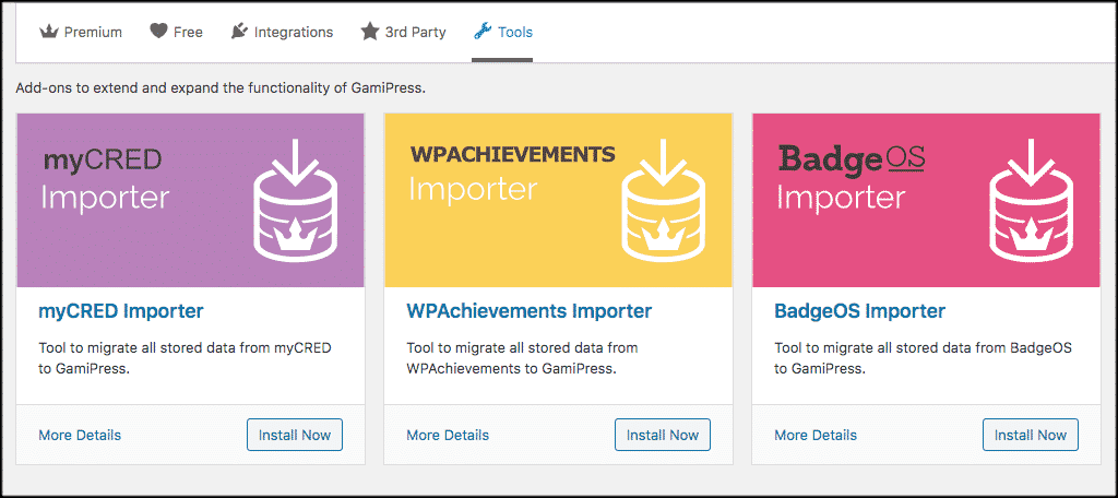 Gamify wordpress tools