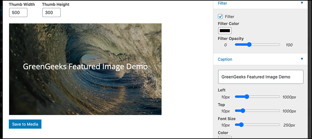 Use the featured image generator editor