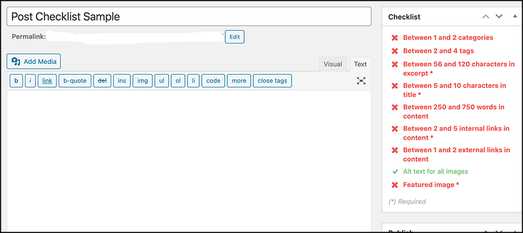 View post checklist